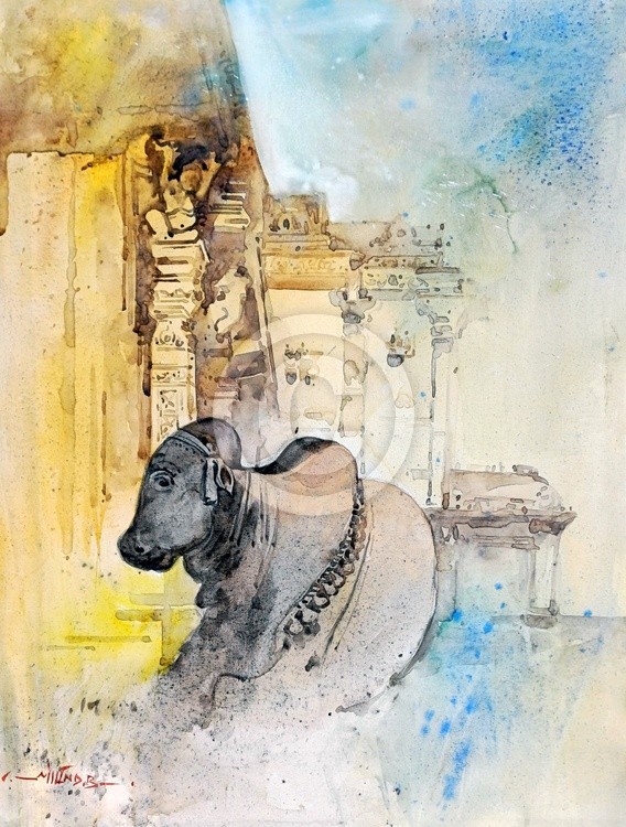 Kailash Ellora Days 5 Milind Bhanji Watercolor 12x16 Inch