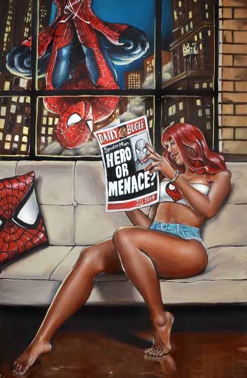 SpiderMan Mary Jane Hero or Menace Jeremy Worst Avengers marvel comics painting fan art graffiti cit