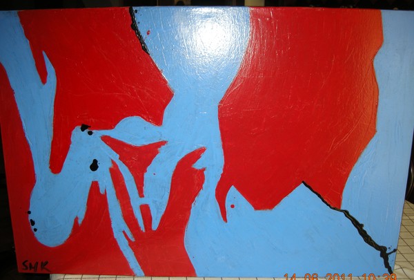 abstract acrylic on canvas 94x63 cm