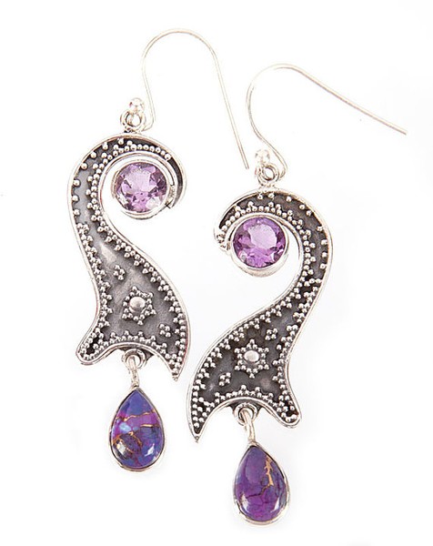 Purple Copper Turquoise Earrings