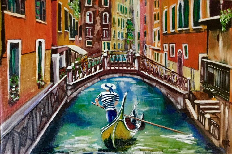 Venice . Canal bridge.