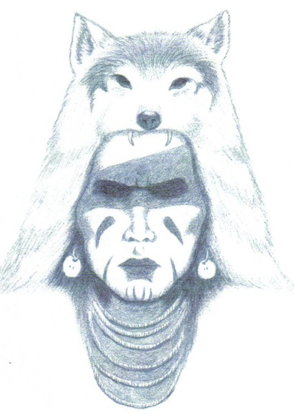 Wolf face tattoo