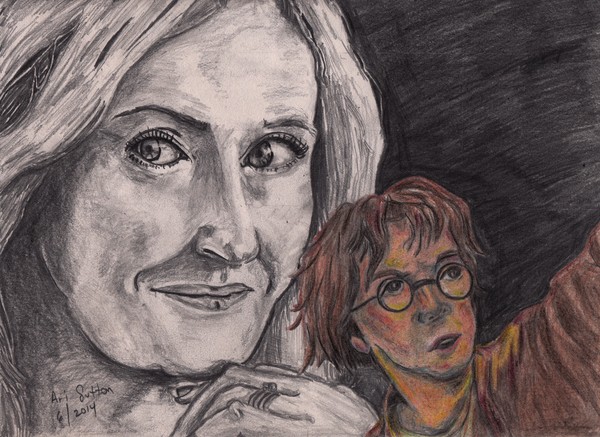 JK Rowling with Potter/Pencil & Color Pencil/2014