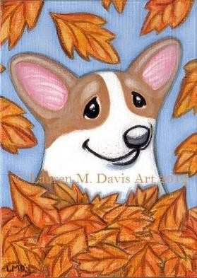 Pembroke Welsh Corgi Dog folk Painting Lauren Art