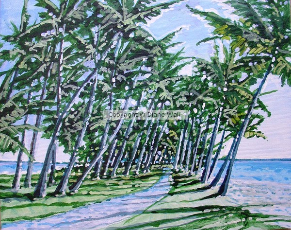 palm tree beach walk by artist Diane Wall