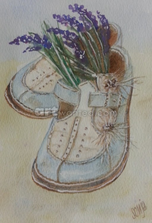 Blue shoes and lavender 