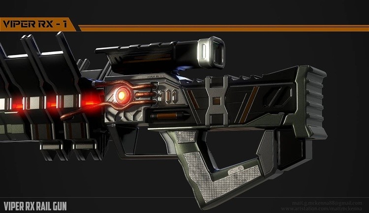 Designed and modeled my own rail gun titled the Viper RX-1