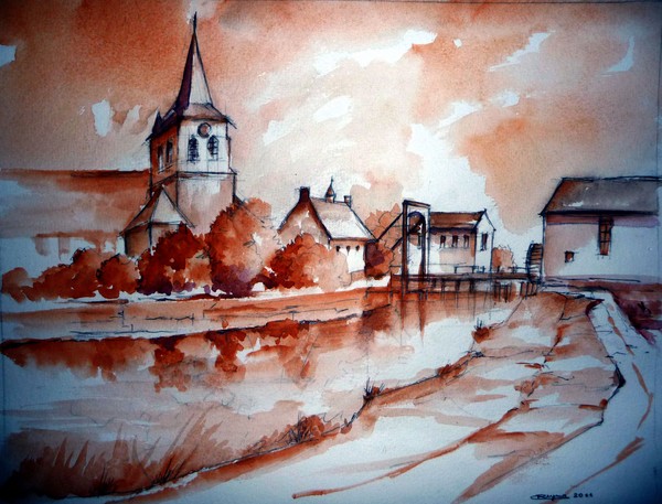 View Zichem (burnt sienna and sepia)