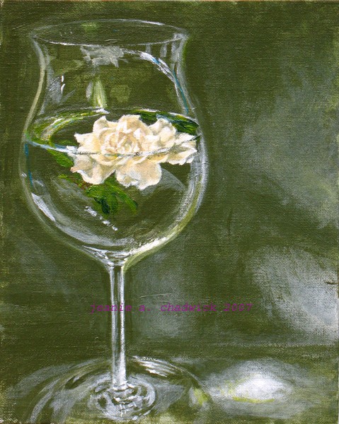 Gardenia Floated in a Wine Glass