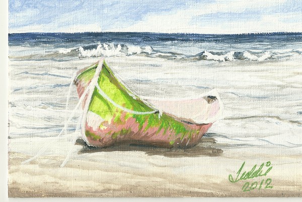row boat on beach