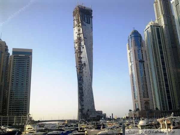 Infinity Tower Emirates at the Dubai Marina.