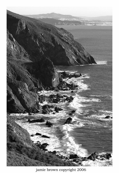 Pacific Coast Trail View in Black and White