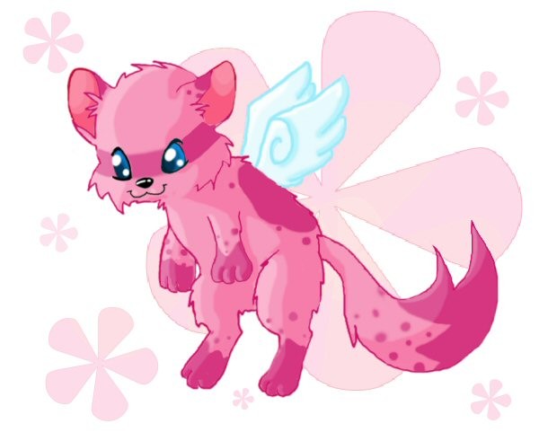 Pink raccoon with wings