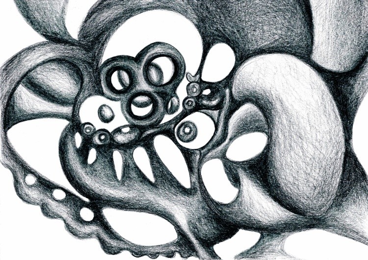 bone abstract pencil drawing, redbubble design