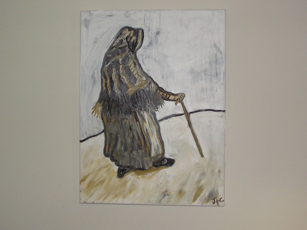 peasant woman with cane