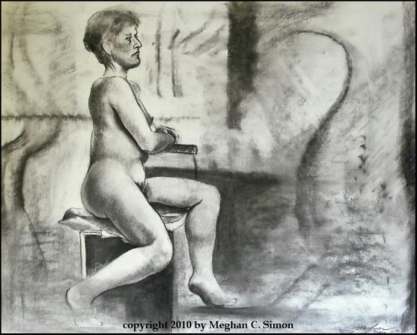 Original Nude Charcoal Drawing - Pat