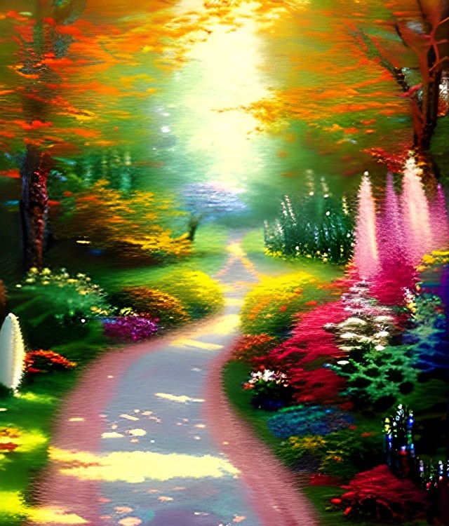 Floral garden path painting
