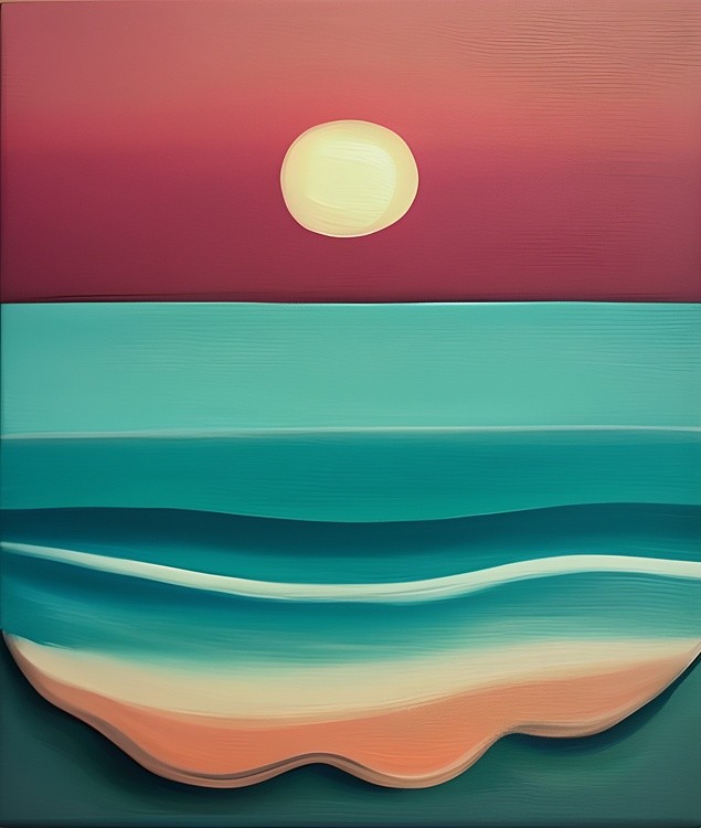 Simple beach sunset minimalist painting