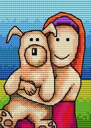 Best Friends ACEO X-Stitch