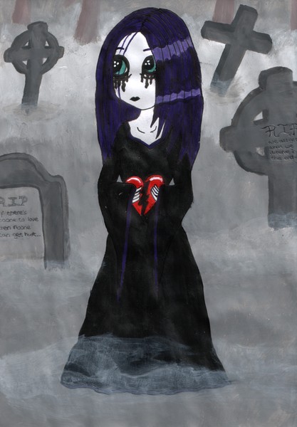 Broken hearted in graveyard