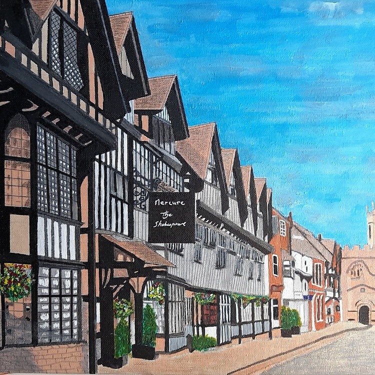 Medieval High Street of Stratford-Upon-Avon. 