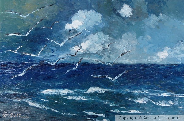 Seagulls over Adriatic Sea