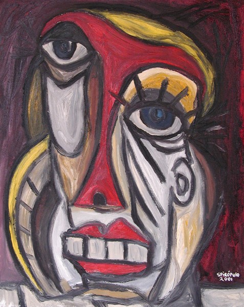 face of woman with yellow and red