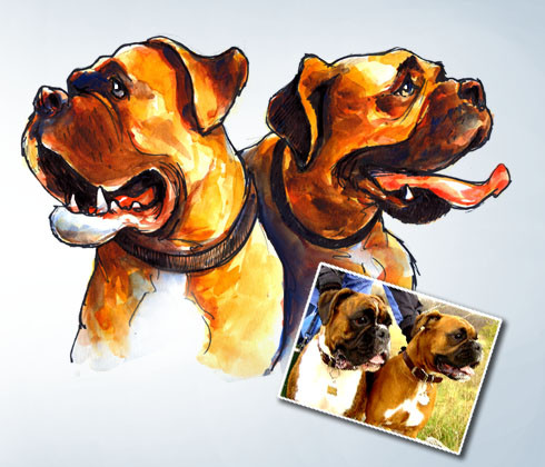 Boxer dogs painting