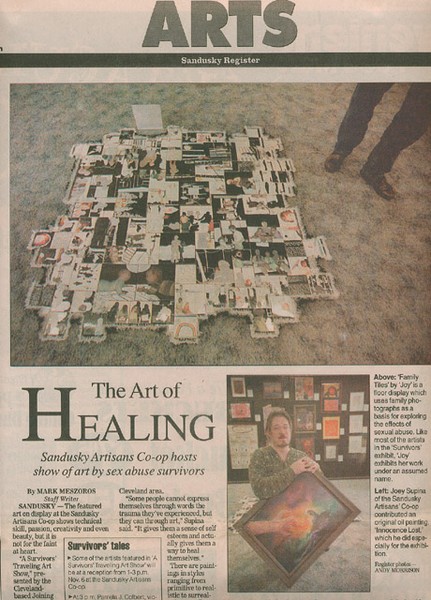 NEWSPAPER ARTICLE  ART SHOW SURVIVORS EXHIBIT