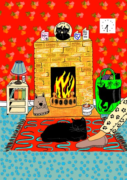 fire place cats