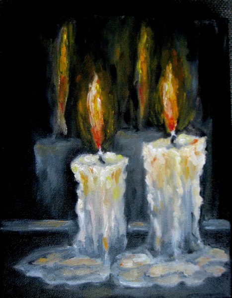 Candles oil painting