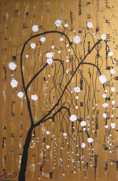 Feng Shui hanging Blossoms on gold