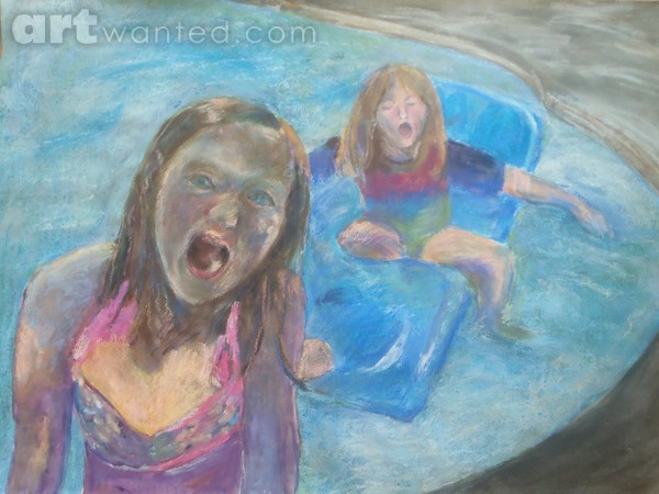 Girls Splashing at the Pool