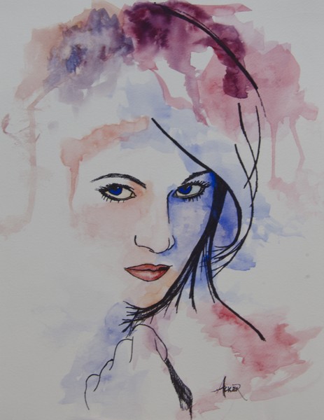 Megan watercolor and ink study