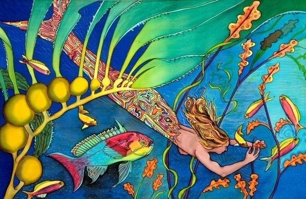 Mermaid with Kelp and Fish
