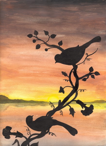 Birds at sun set
