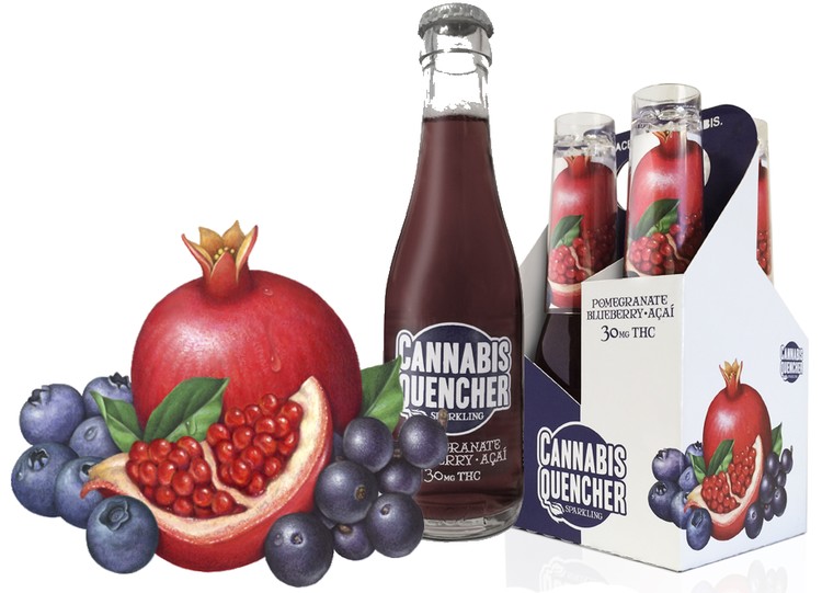 Pomegranate, Blueberry & Acai Illustration for Cannabis Quencher