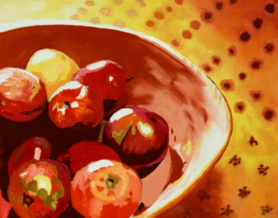 Apples and Plums in Bowl