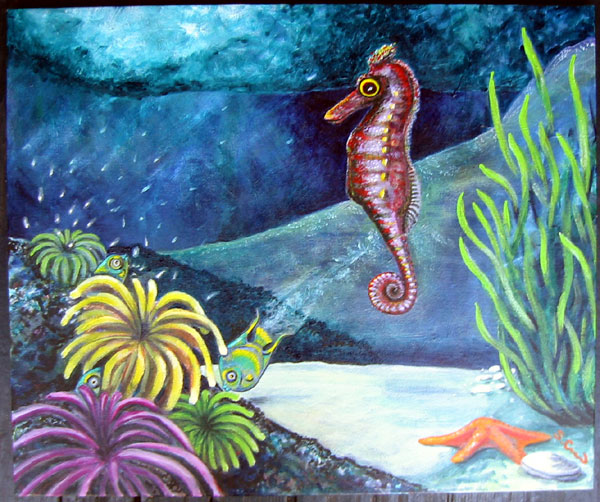 Seahorse and Fish Underwater Scene