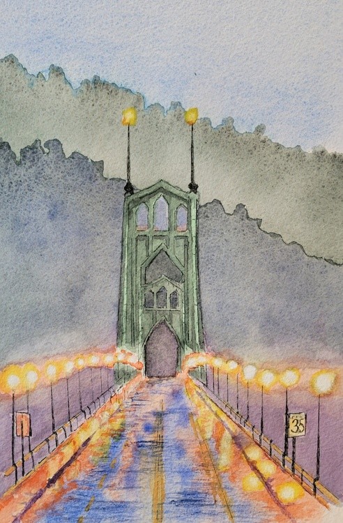 St. John's Bridge in the Rain