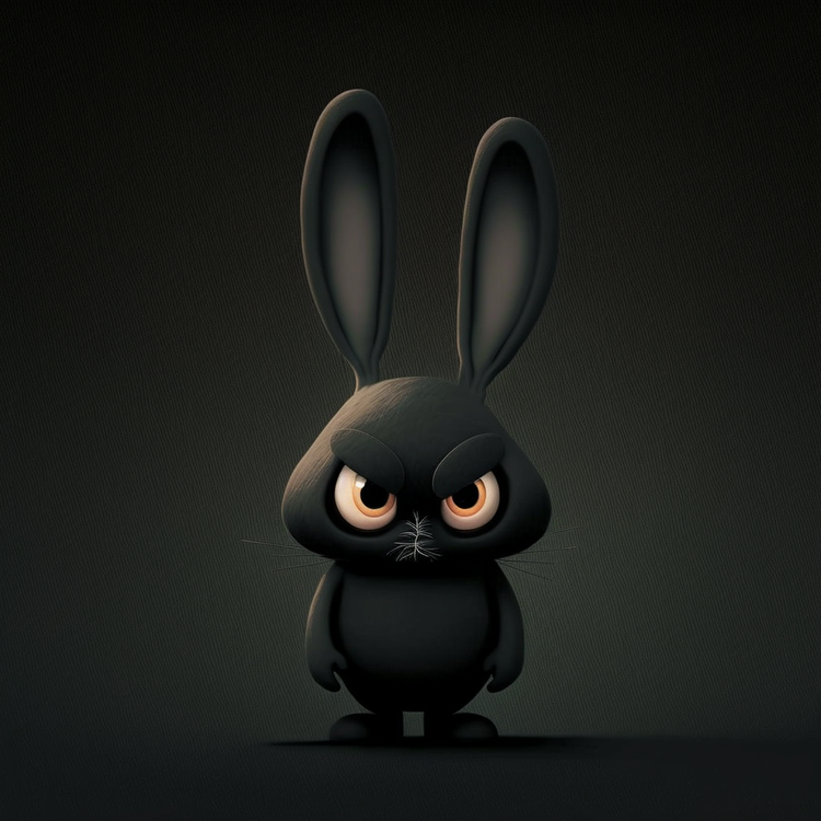 black rabbit Pixar style line