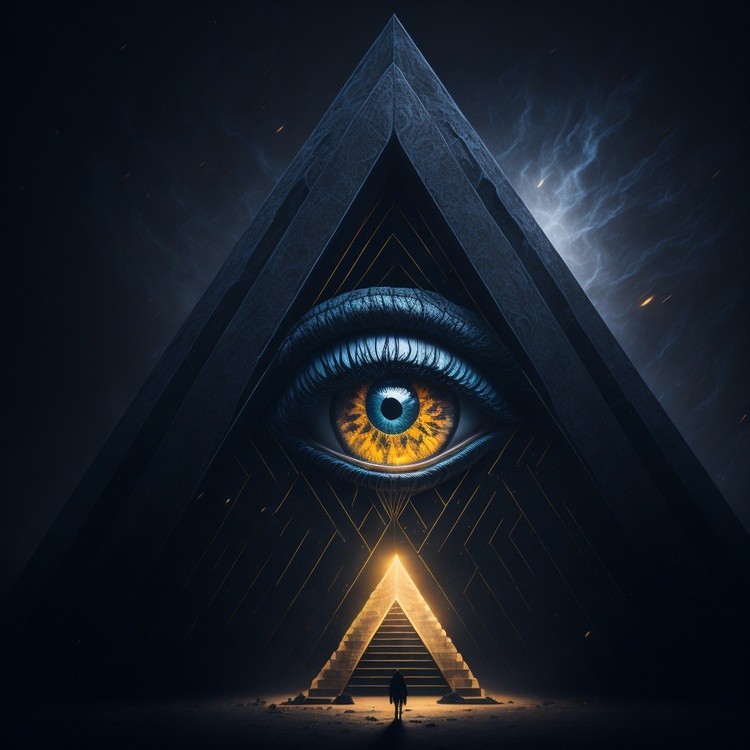 A majestic pyramid with a giant eye that gl 1