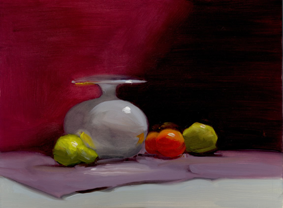 Still Life With Round Vase and Fruit