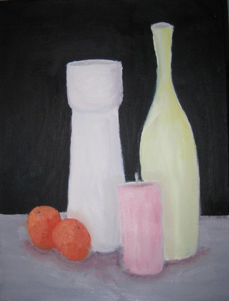 Vases, Candle and tangerines