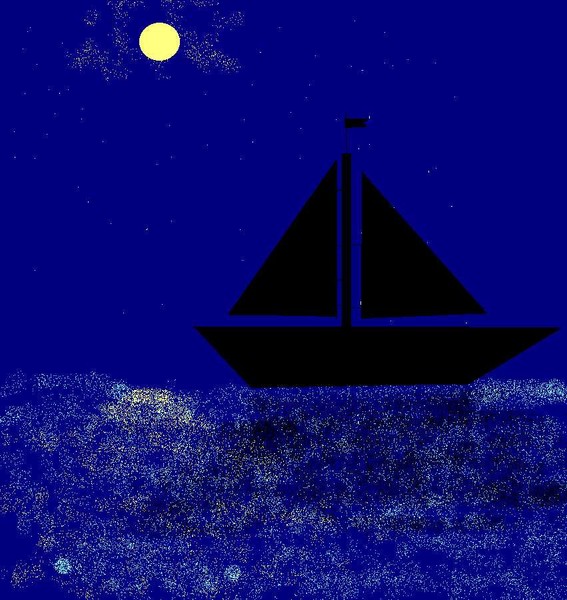 A ship in the dark