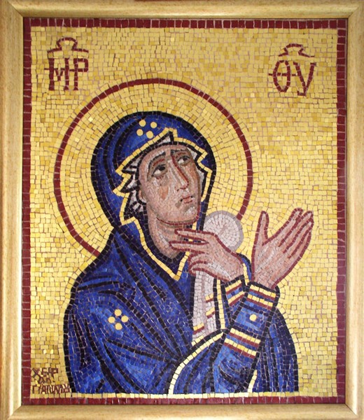 VIRGIN MARY UNDER THE CROSS - DEISIS -mosaic
