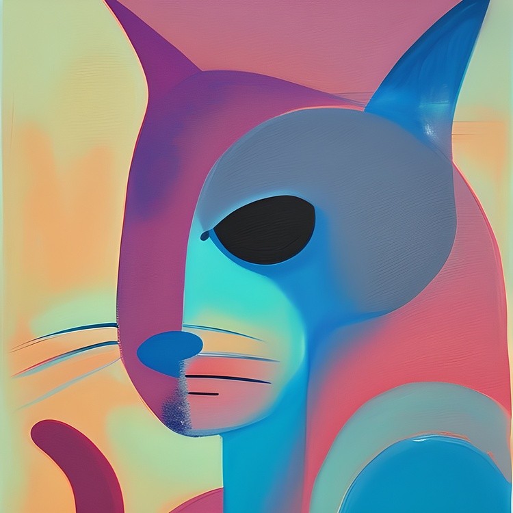 Abstract cat in muted tones