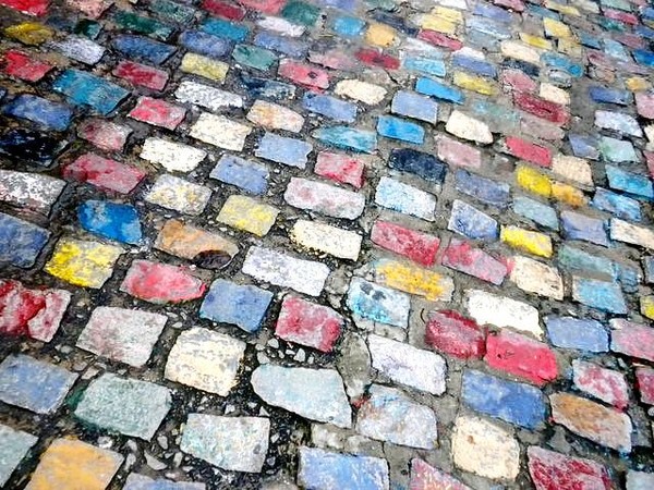 Colourful brick road