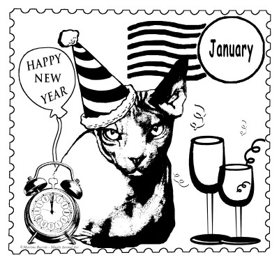 January Rubber Stamp Design