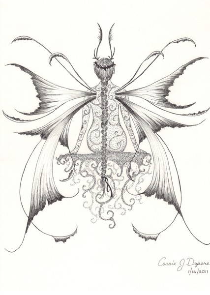 Moth Fairy Pen and Ink